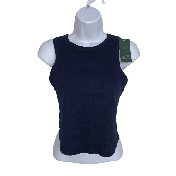 Wild Fable Junior Teens Navy Blue Round Neck Ribbed Cropped Tank Top Size XXL - Picture 2 of 11